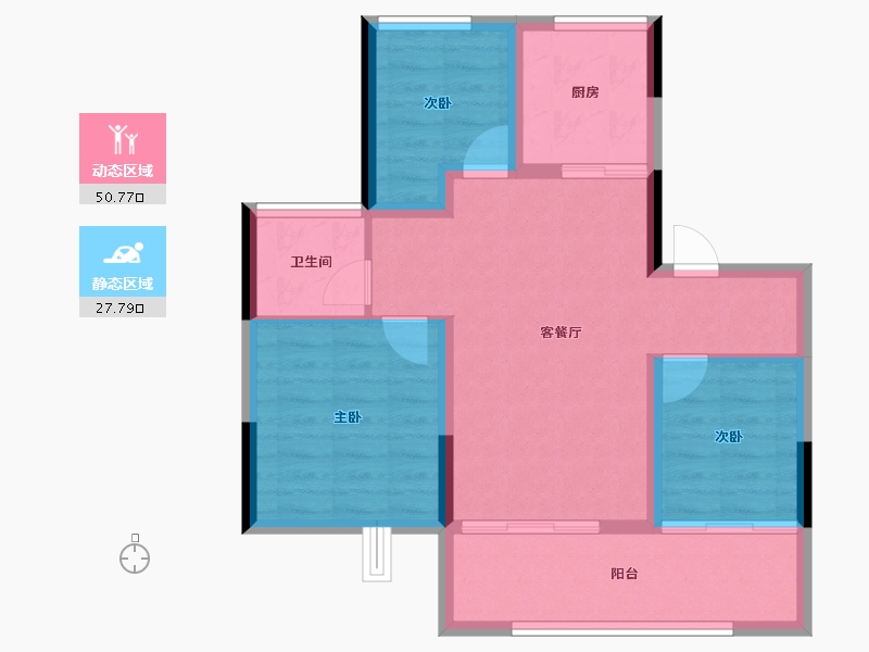 江苏省-南京市-龙湖·天玺-70.19-户型库-动静分区