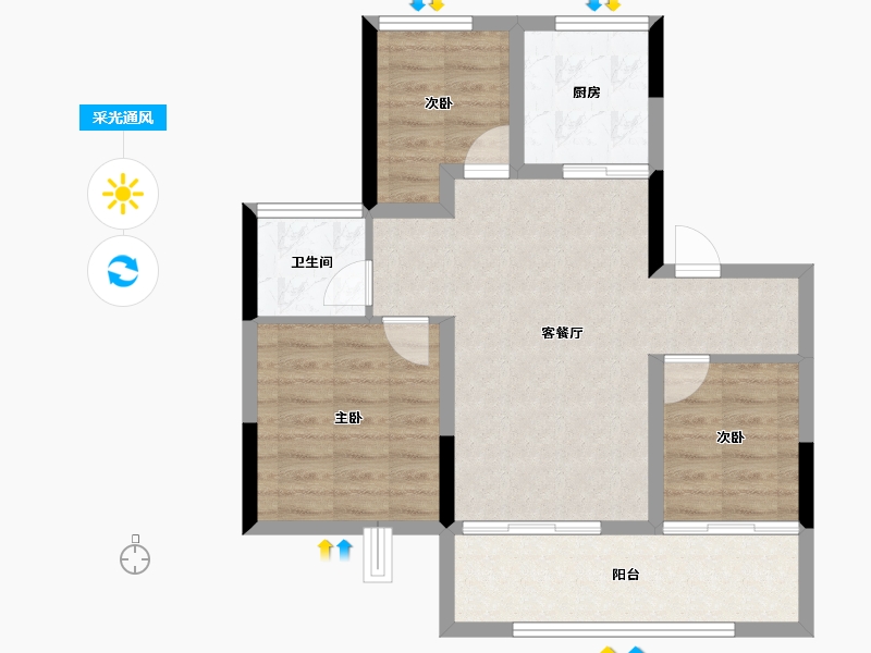 江苏省-南京市-龙湖·天玺-70.19-户型库-采光通风