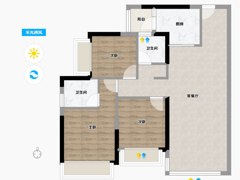 四川省-成都市-能建紫郡公馆-72.88-户型库-采光通风