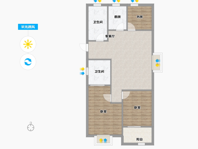 浙江省-宁波市-保利·和颂文华-82.85-户型库-采光通风