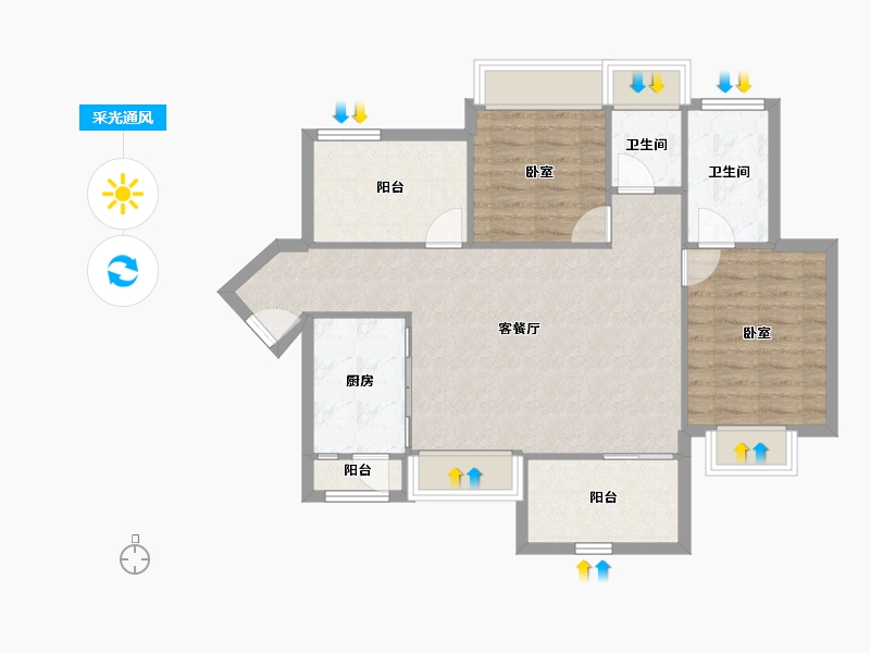 广东省-惠州市-鸿润南韵花园-80.95-户型库-采光通风