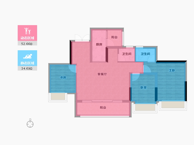 重庆-重庆市-国浩白屿林-77.72-户型库-动静分区