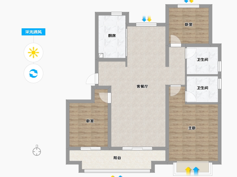 山东省-青岛市-海信九麓府-99.21-户型库-采光通风