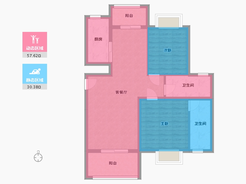 云南省-德宏傣族景颇族自治州-时代温泉花园-86.91-户型库-动静分区