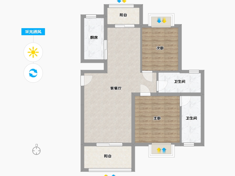 云南省-德宏傣族景颇族自治州-时代温泉花园-86.91-户型库-采光通风