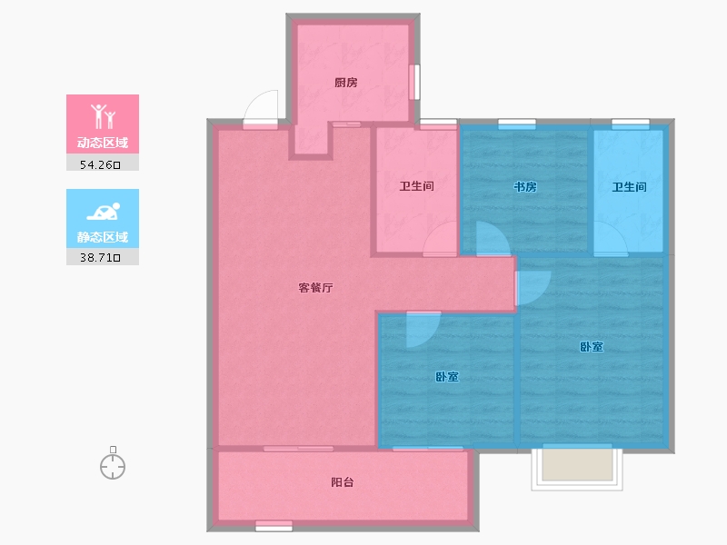 江苏省-淮安市-香溢荣府-84.75-户型库-动静分区