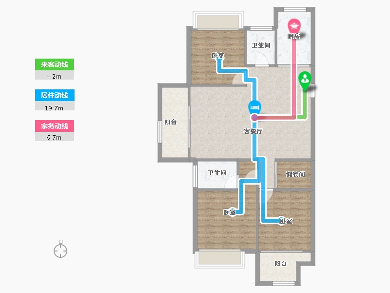 江苏省-淮安市-香溢荣府-92.67-户型库-动静线