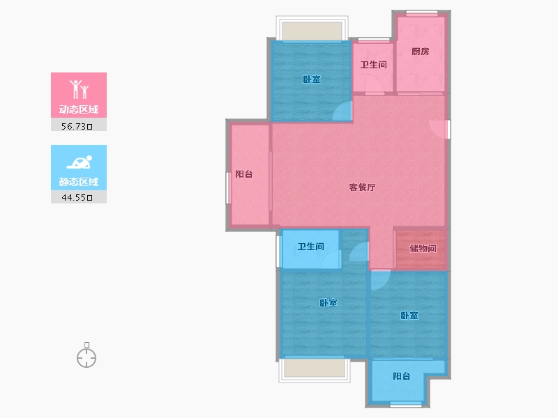 江苏省-淮安市-香溢荣府-92.67-户型库-动静分区