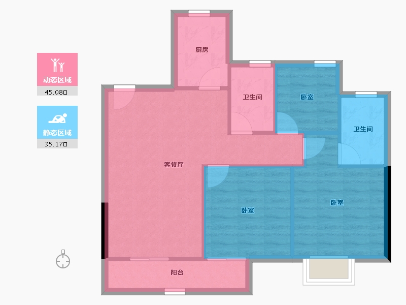 浙江省-嘉兴市-芳华里-72.77-户型库-动静分区