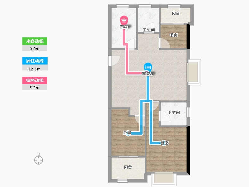 重庆-重庆市-敏捷控股·云明星著-72.95-户型库-动静线