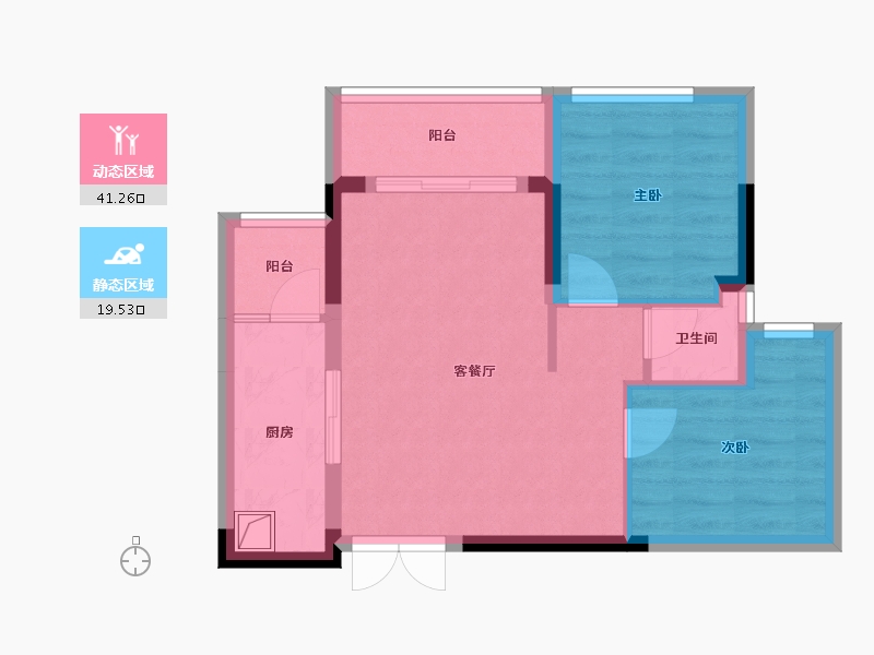 重庆-重庆市-首信皇冠学府-53.71-户型库-动静分区