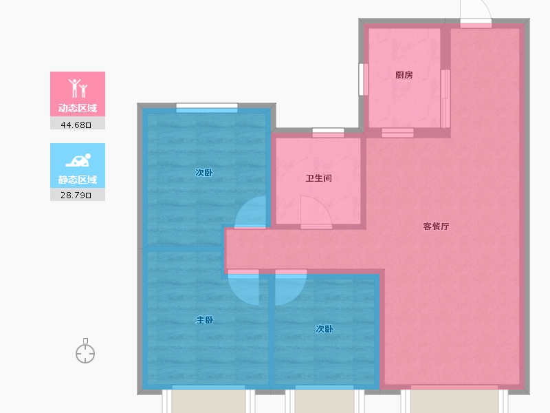 吉林省-长春市-锦溢·净月辰院-65.49-户型库-动静分区