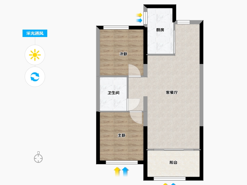 河北省-保定市-玉兰九赋-66.40-户型库-采光通风