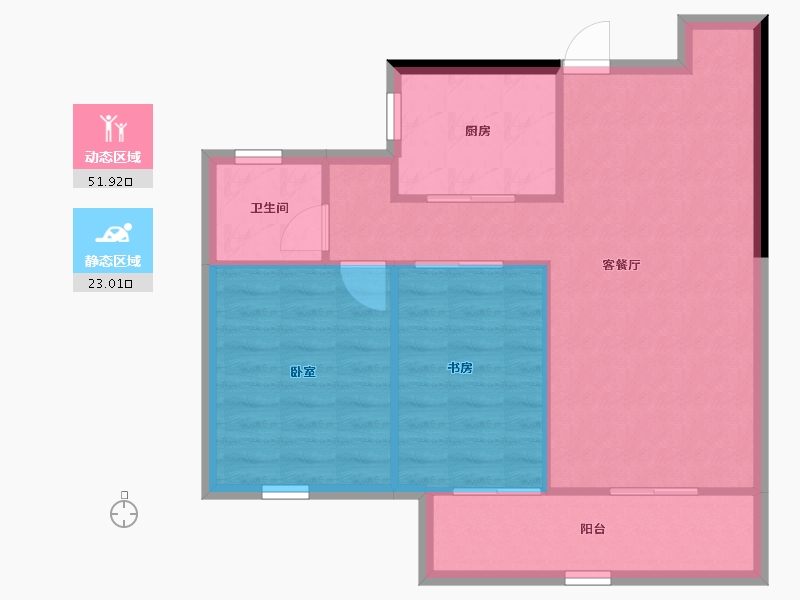 浙江省-宁波市-宁波欢乐滨海-68.38-户型库-动静分区