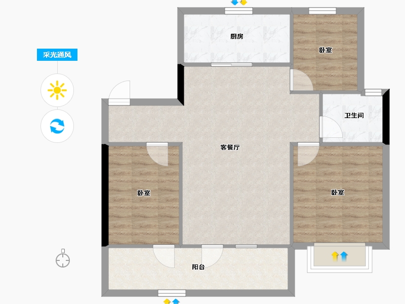 河北省-廊坊市-龙河新城-80.95-户型库-采光通风