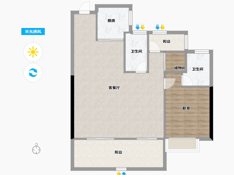 安徽省-合肥市-祥源庐源上城-92.76-户型库-采光通风