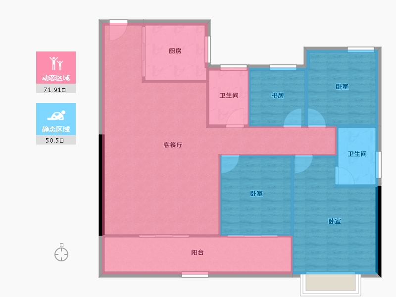 浙江省-宁波市-中海·江東兴樾-112.77-户型库-动静分区