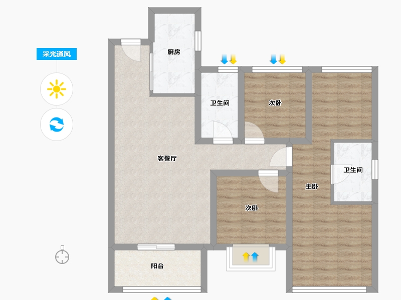 福建省-泉州市-阳江春晓-84.00-户型库-采光通风