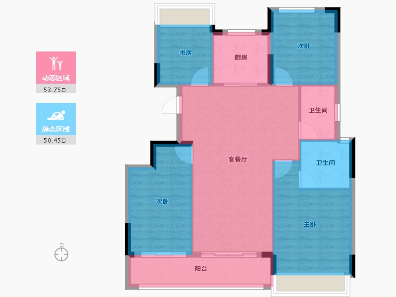 浙江省-杭州市-叠潮雅庭-94.93-户型库-动静分区