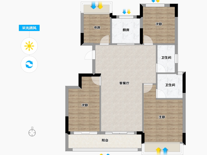 浙江省-杭州市-叠潮雅庭-94.93-户型库-采光通风