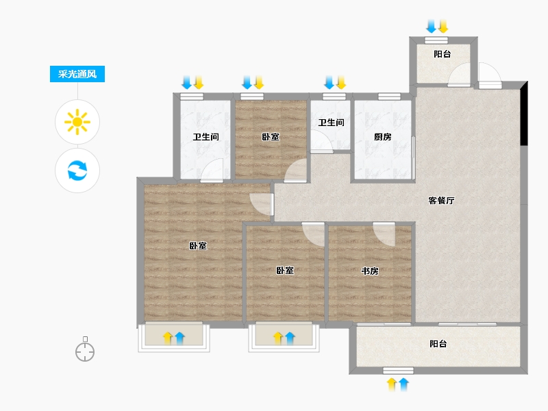 浙江省-嘉兴市-华宸府-106.05-户型库-采光通风