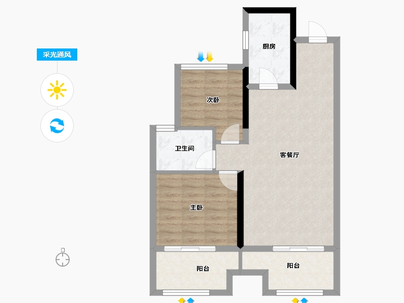 浙江省-嘉兴市-君豪尚庭-68.14-户型库-采光通风