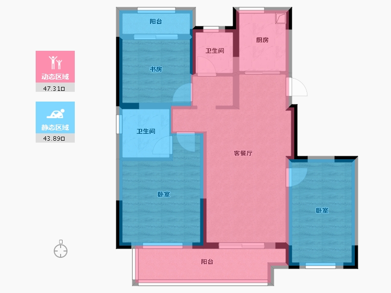 浙江省-宁波市-宁波欢乐滨海-80.00-户型库-动静分区