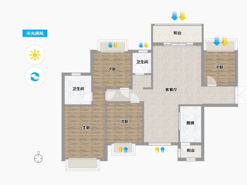 湖南省-郴州市-舜发园-107.51-户型库-采光通风