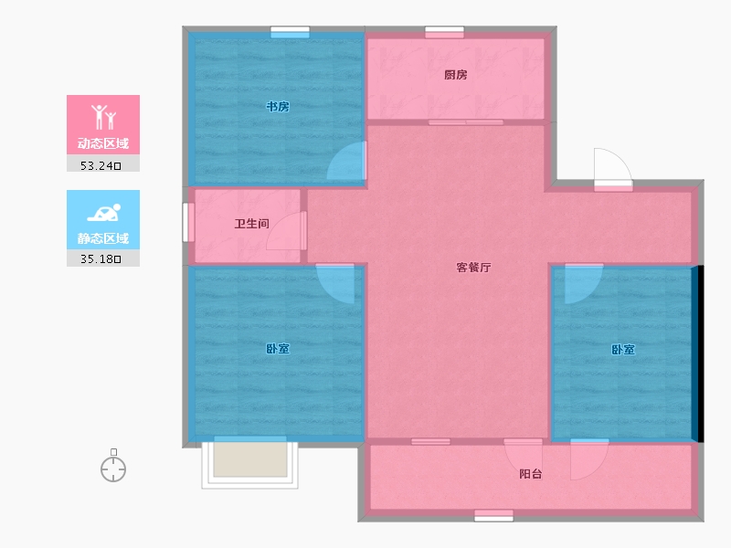 河北省-廊坊市-龙河新城-80.76-户型库-动静分区