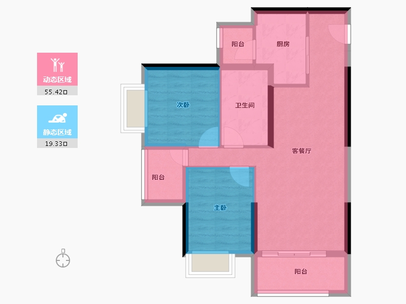 广东省-惠州市-鸿润南韵花园-66.33-户型库-动静分区