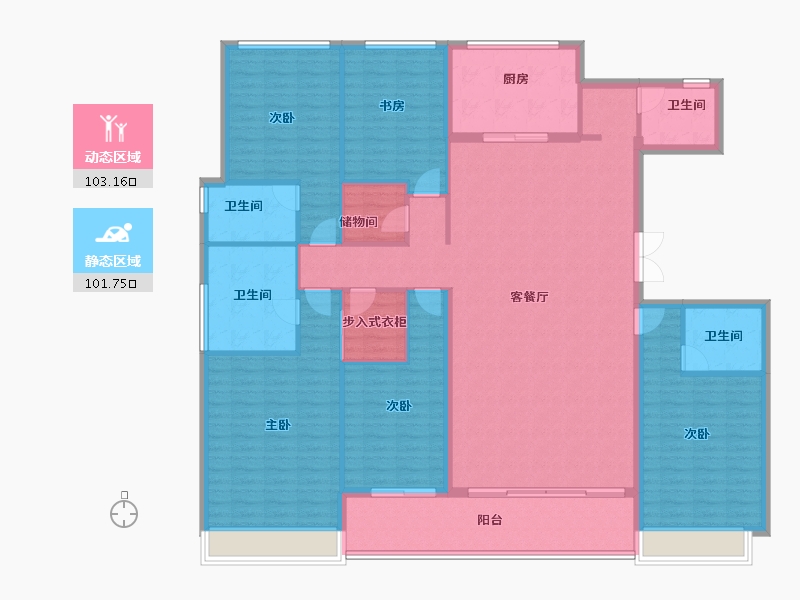 浙江省-杭州市-望翠蓝庭-188.00-户型库-动静分区