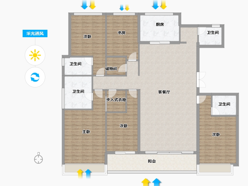 浙江省-杭州市-望翠蓝庭-188.00-户型库-采光通风