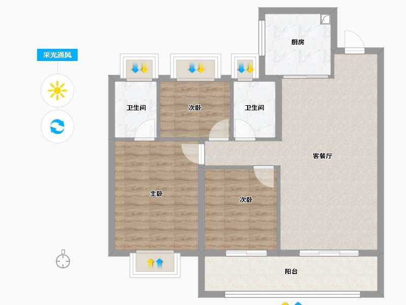 江苏省-南京市-天悦风华-84.00-户型库-采光通风