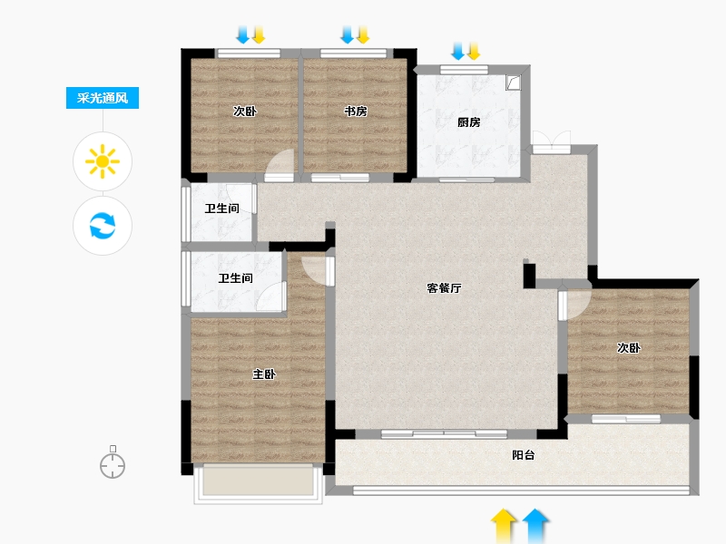 浙江省-嘉兴市-铂翠云邸-119.20-户型库-采光通风