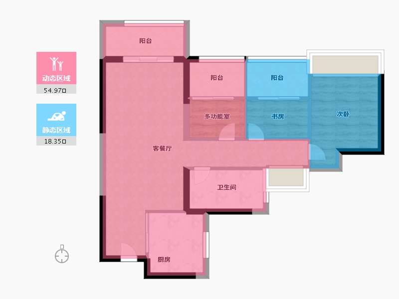 广东省-珠海市-中海·汇德里-64.99-户型库-动静分区