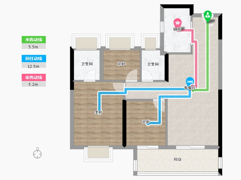 湖北省-武汉市-新城桃李郡-76.00-户型库-动静线