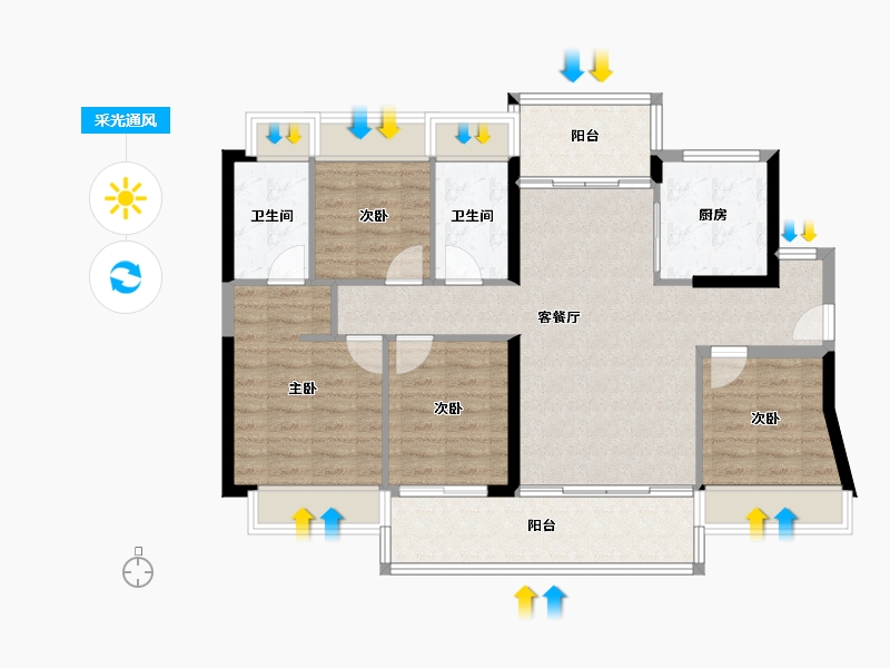 广东省-深圳市-信义金御半山·珑门-97.59-户型库-采光通风