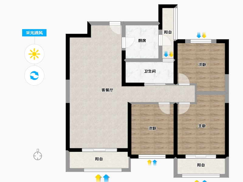 陕西省-咸阳市-林凯城-93.00-户型库-采光通风