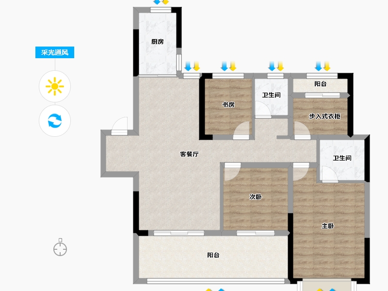 湖南省-长沙市-保利长交锦上-96.00-户型库-采光通风