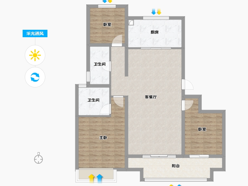 山东省-青岛市-海信九麓府-98.40-户型库-采光通风