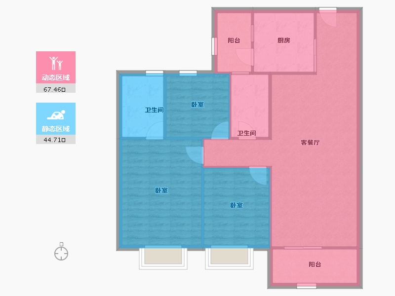 江苏省-镇江市-碧桂园凤凰城-102.95-户型库-动静分区