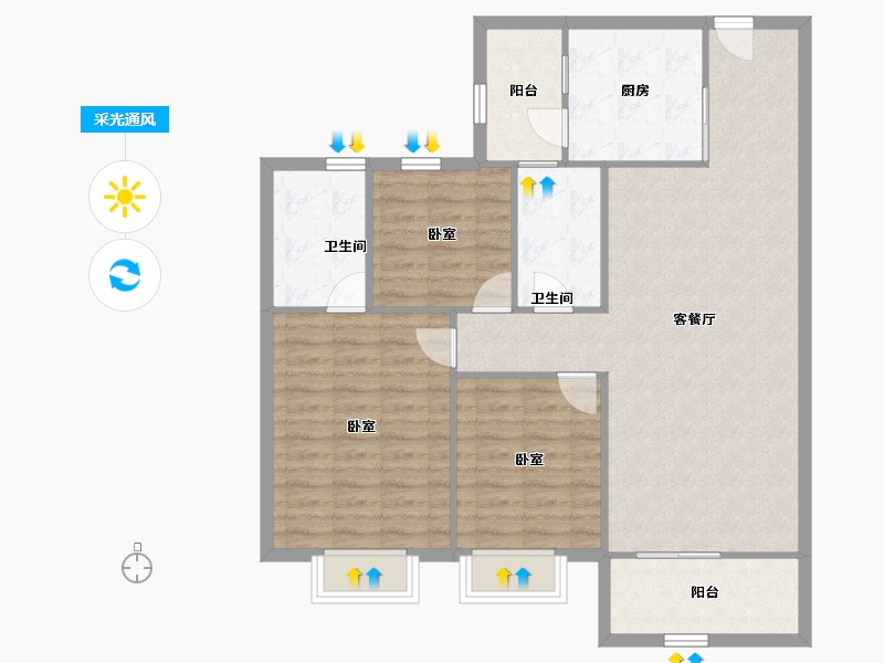 江苏省-镇江市-碧桂园凤凰城-102.95-户型库-采光通风