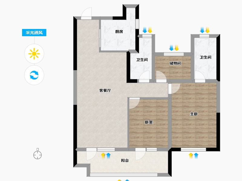 宁夏回族自治区-银川市-银川融创城-93.61-户型库-采光通风