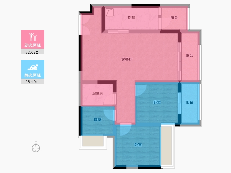 重庆-重庆市-高科江澜-70.50-户型库-动静分区