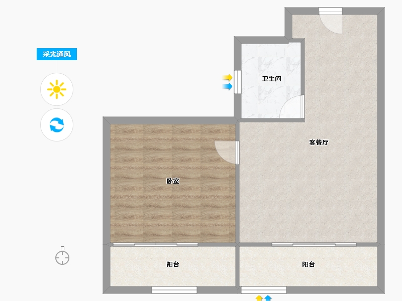 青海省-西宁市-天桥·中心-64.38-户型库-采光通风