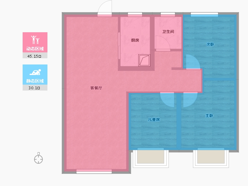 山西省-太原市-中海寰宇时代-66.81-户型库-动静分区