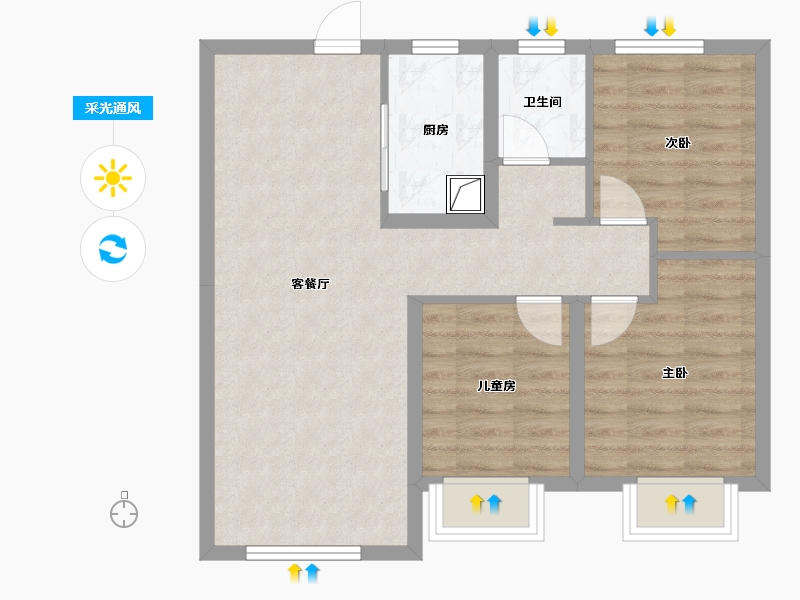 山西省-太原市-中海寰宇时代-66.81-户型库-采光通风