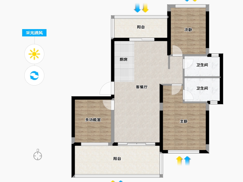 海南省-三亚市-北京城建海云湾-99.96-户型库-采光通风