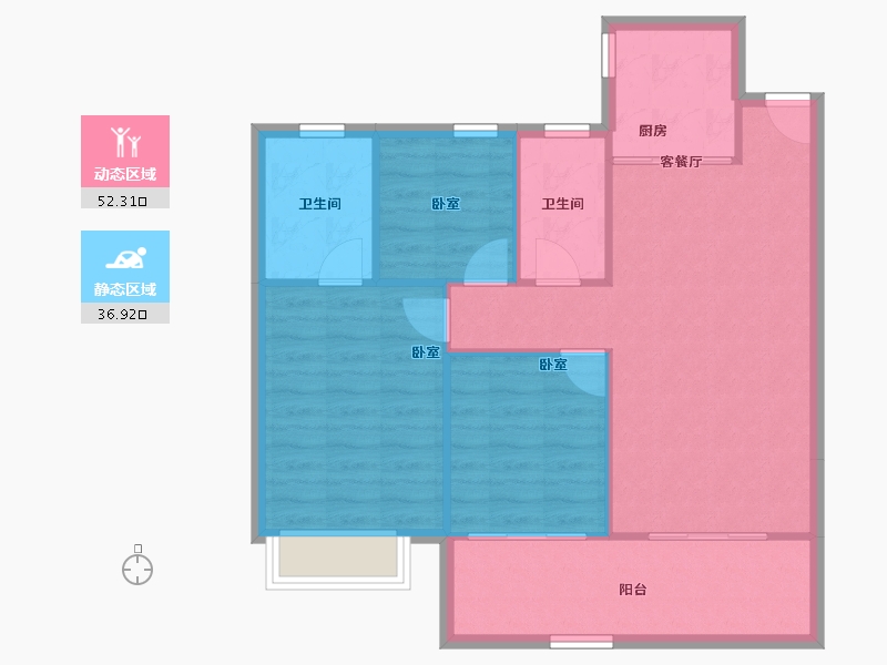 浙江省-温州市-德信天宸-81.68-户型库-动静分区