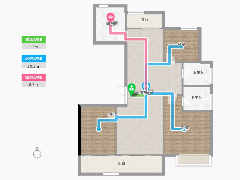 陕西省-西安市-绿城蘭园-106.12-户型库-动静线